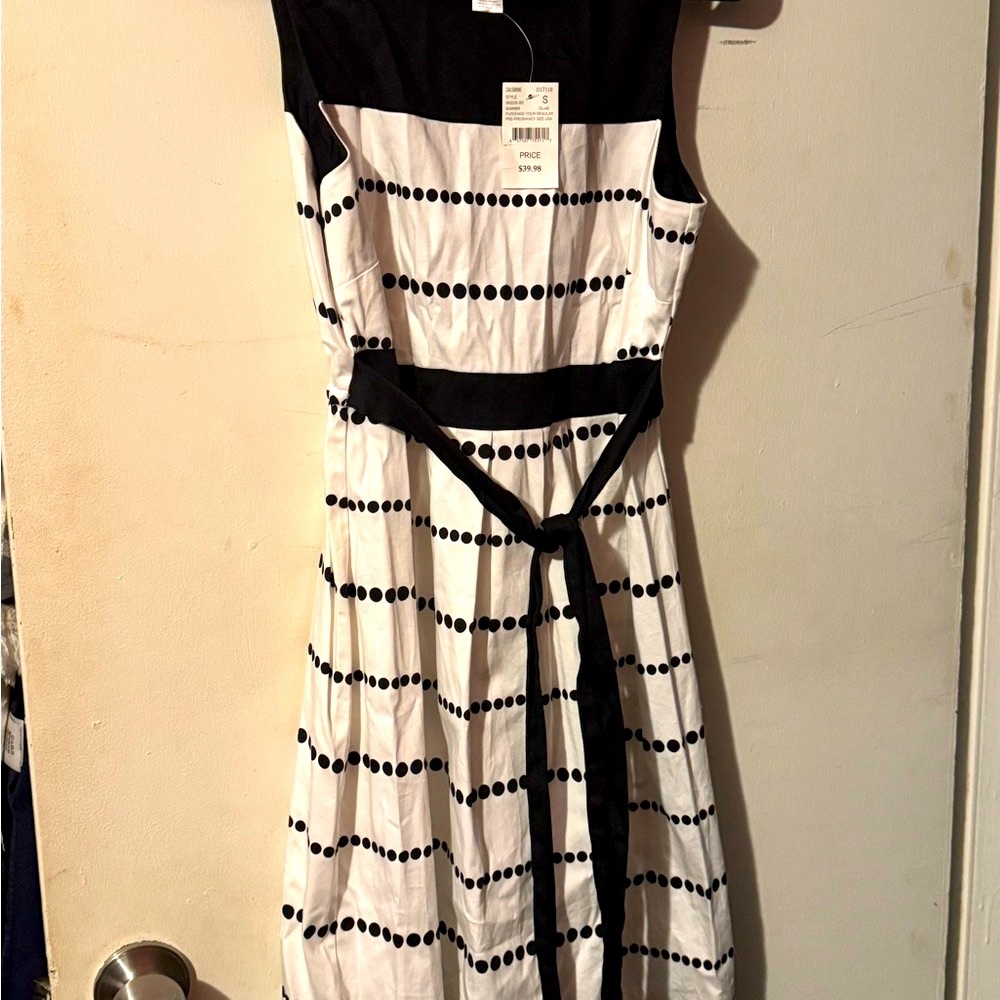 Motherhood Maternity Black and White Polka Dot Midi Dress